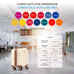 40x30x20cm Cabin Carry-on Suitcase - Lightweight, Durable, 4-wheel Luggage - 100+ Airlines Approved | Cabin | Cream