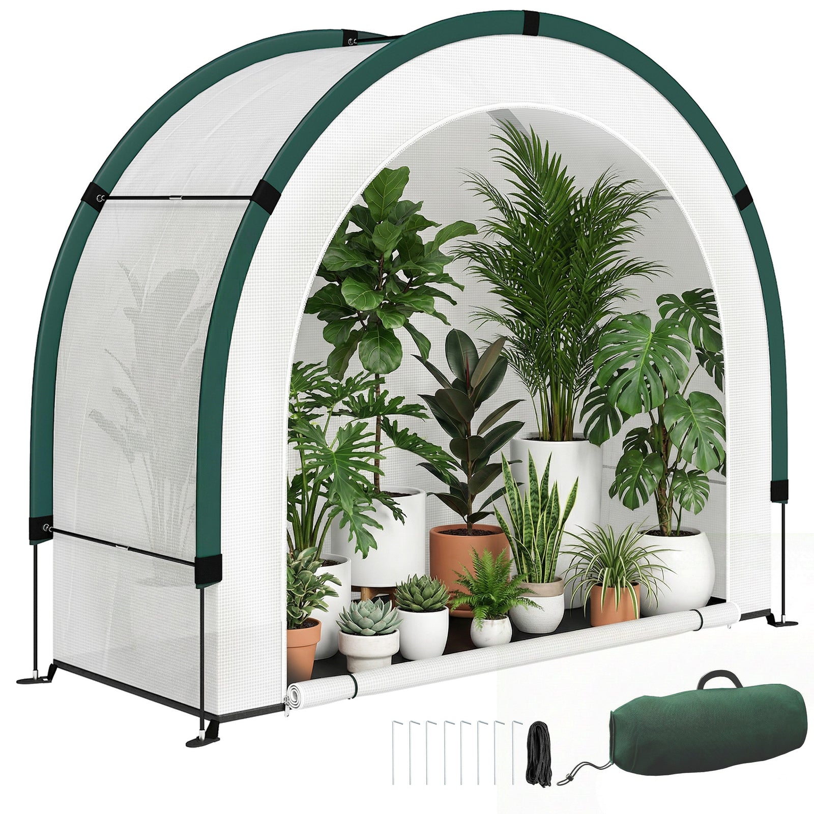 Foldable Small Greenhouse, Mini Greenhouse With Pe Base, Green