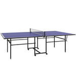9ft Folding Ping Pong Table, 4 Wheels, 2 Bats | Blue