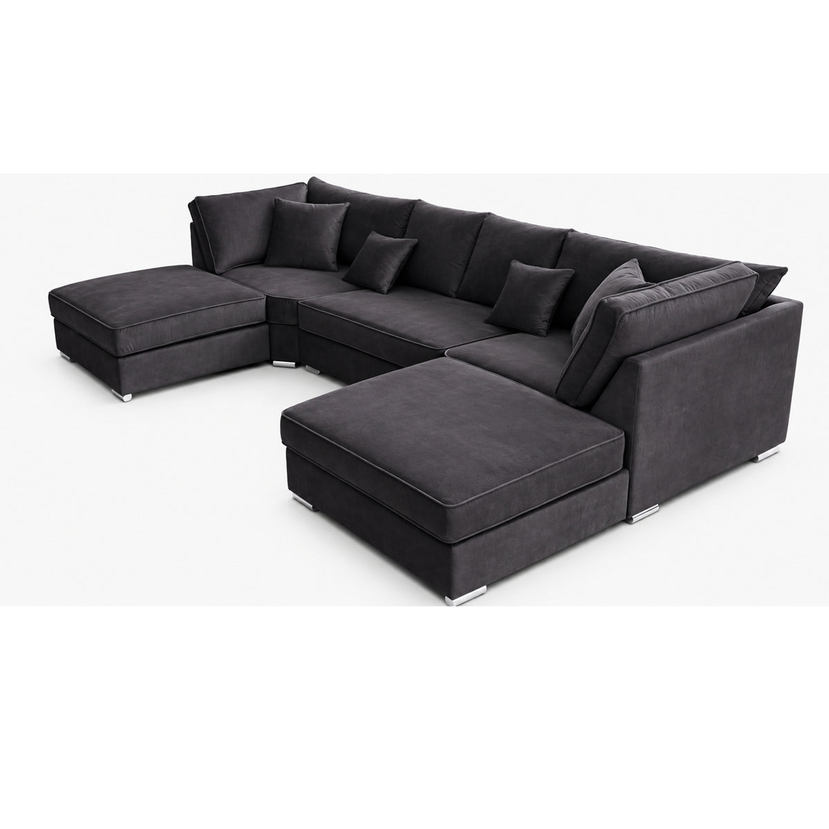 The Chelsea U-shaped Modular Corner Sofa With Deep Seat | 5 Seat | Dark Grey
