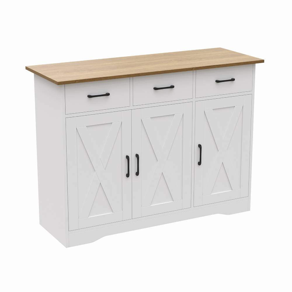 3-door Wooden Sideboard With 3 Drawers