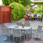 7 Piece Garden Dining Set, Steel Outdoor Table And Chairs | Gray