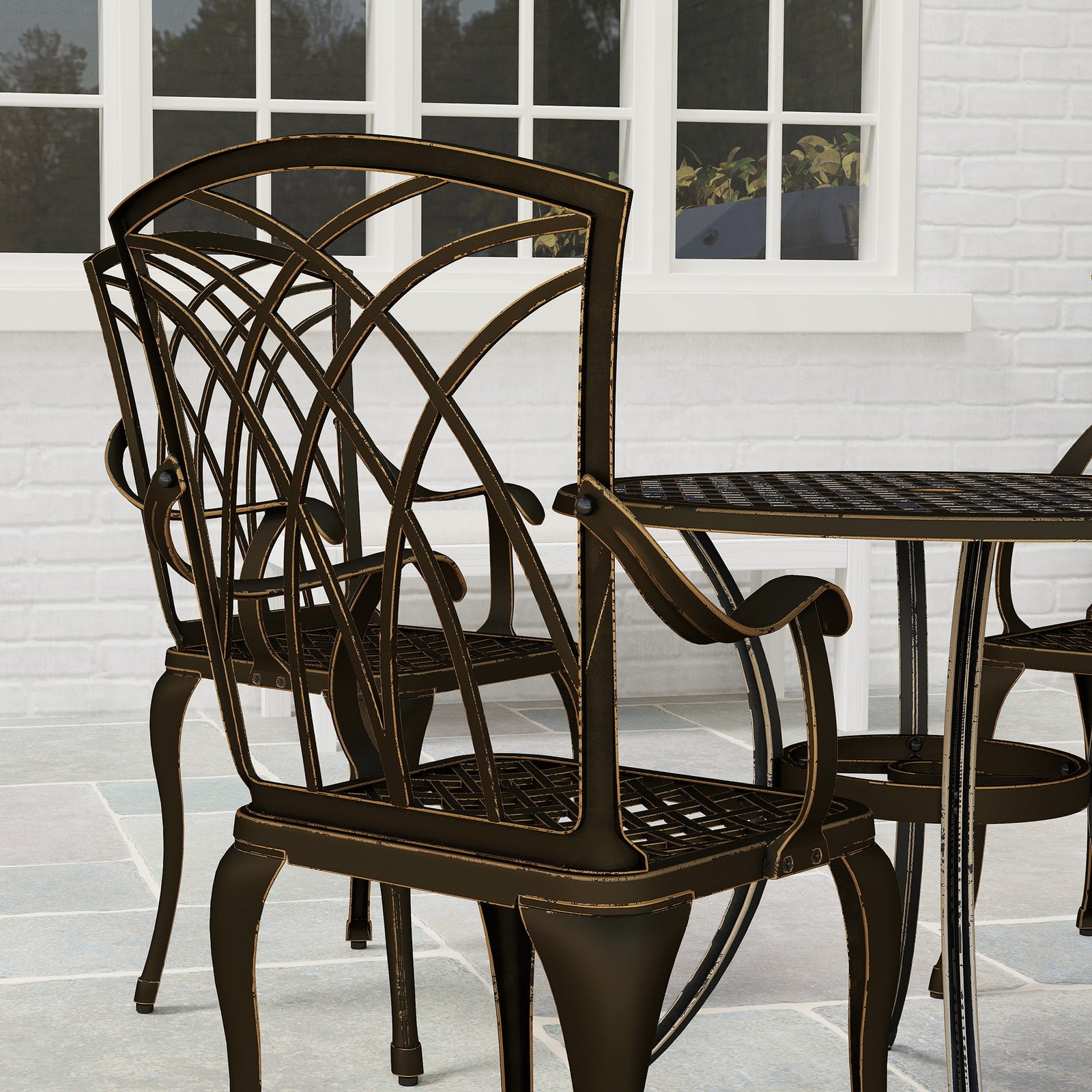 5 Pcs Garden Dining Set, Garden Furniture Set, Bronze Tone