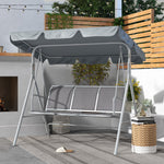 Metal Swing Chair Garden Hammock 3 Seater Patio Bench Canopy | Light Slate Gray