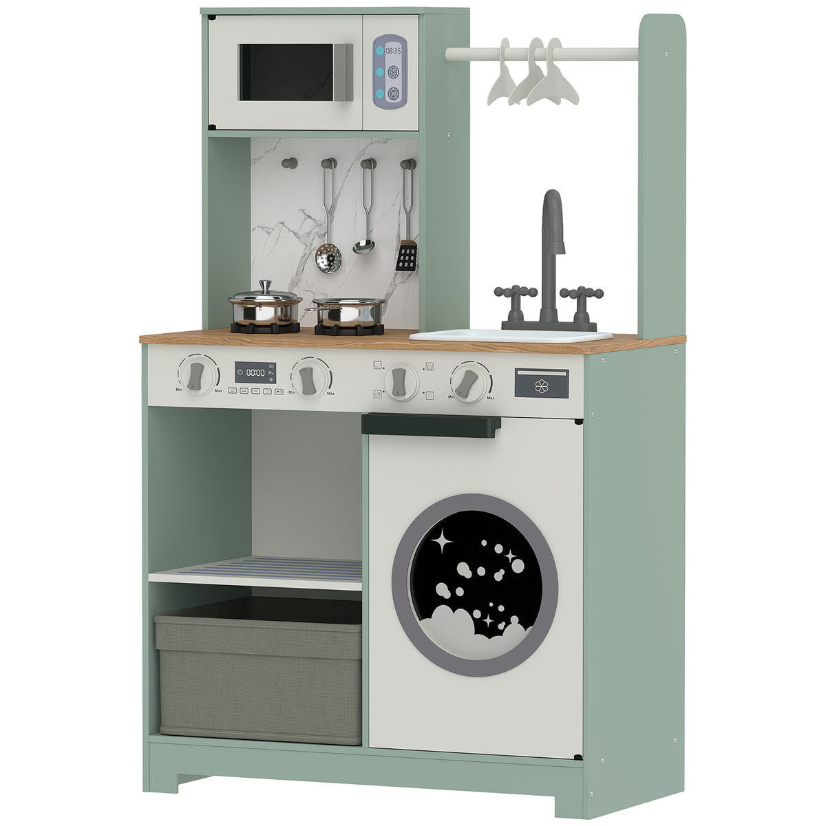 AIYAPLAY Kids Play Kitchen, Pretend Play Toy Kitchen Playset For 3-6 Years