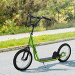 90-96cm Kids Kick Scooter W/ Adjustable Handlebar Inflatable Wheels | Green