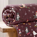 Deyongs Festive Dogs Sherpa Fleece Throw – Christmas Printed Blanket