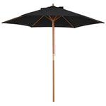 2.5m Wood Garden Parasol Sun Shade | Black
