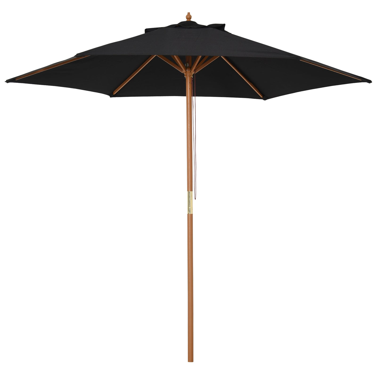 2.5m Wood Garden Parasol Sun Shade | Black