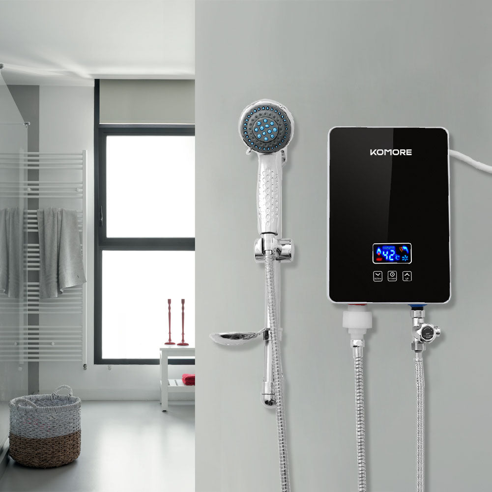 6kw Tankless Electric Water Heater With Shower Head Digital Temperature Display