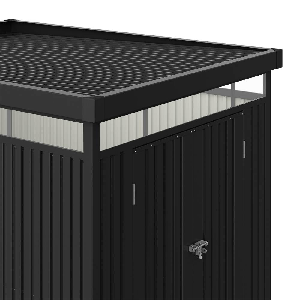 6.56ft×8.46ft Metal Garden Storage Shed Skylight Roof Shed, Flat Roof Storage