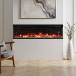 60 Inch 3-sided Electric Fireplace Recessed & Freestanding Heater With Adjustable Flame, Remote Control, Timer & 12 Flame Colors