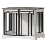 Dog Crate Furniture With Sliding Barn Door | 80cm | White