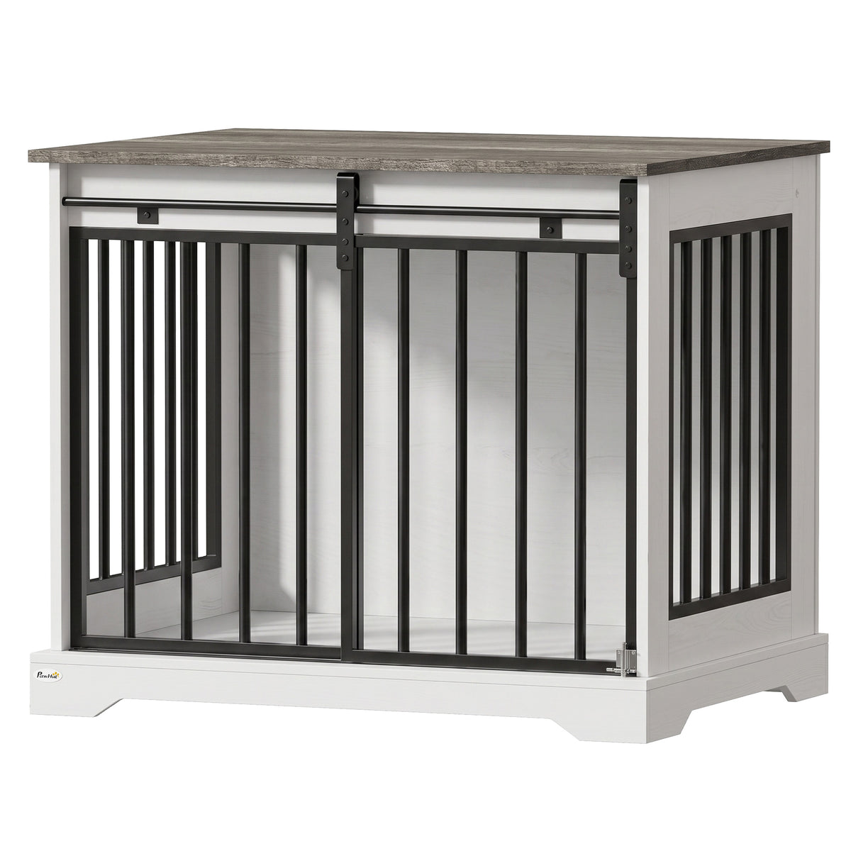 Dog Crate Furniture With Sliding Barn Door | 80cm | White