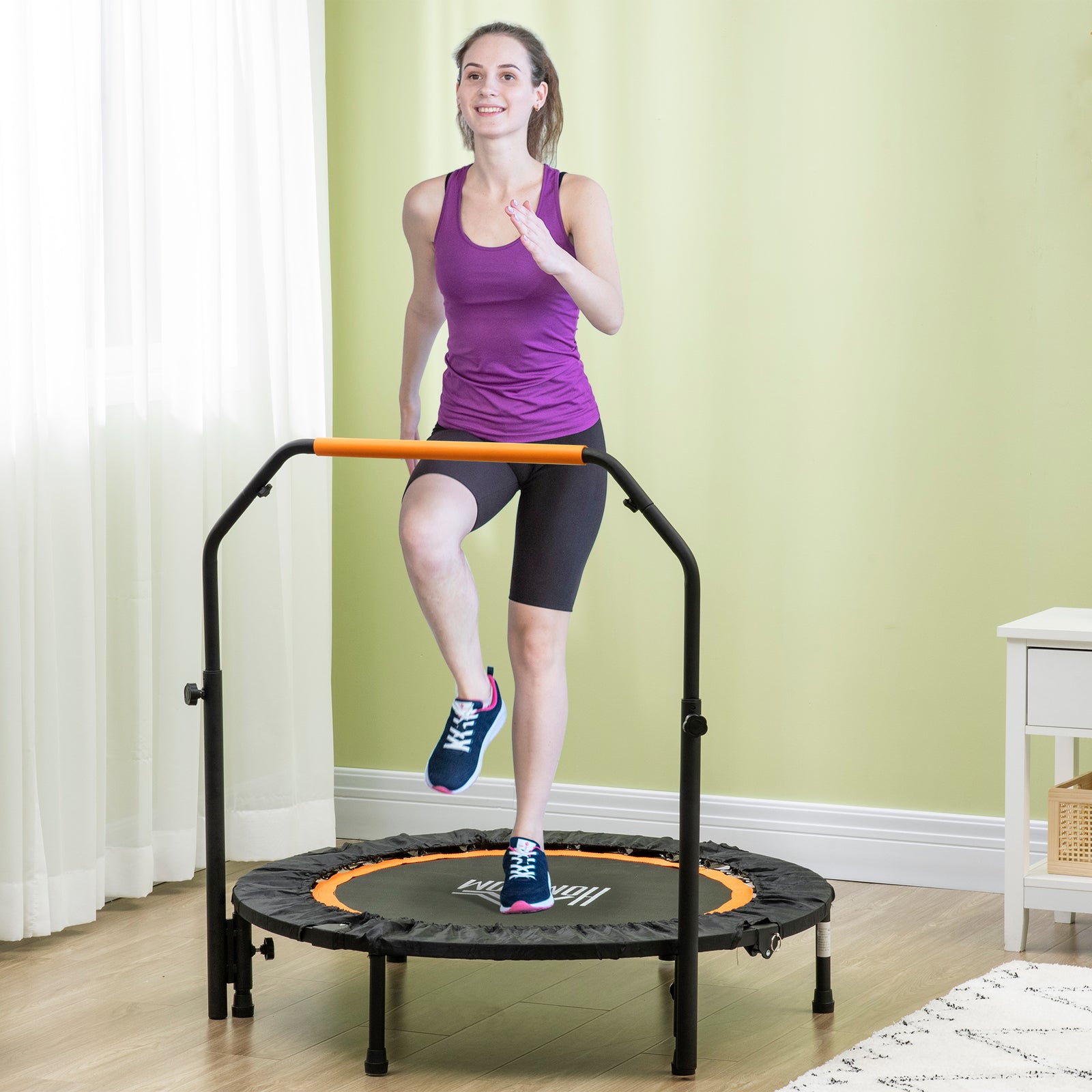 40" Foldable Mini Fitness Trampoline W/ Foam Handle | Orange