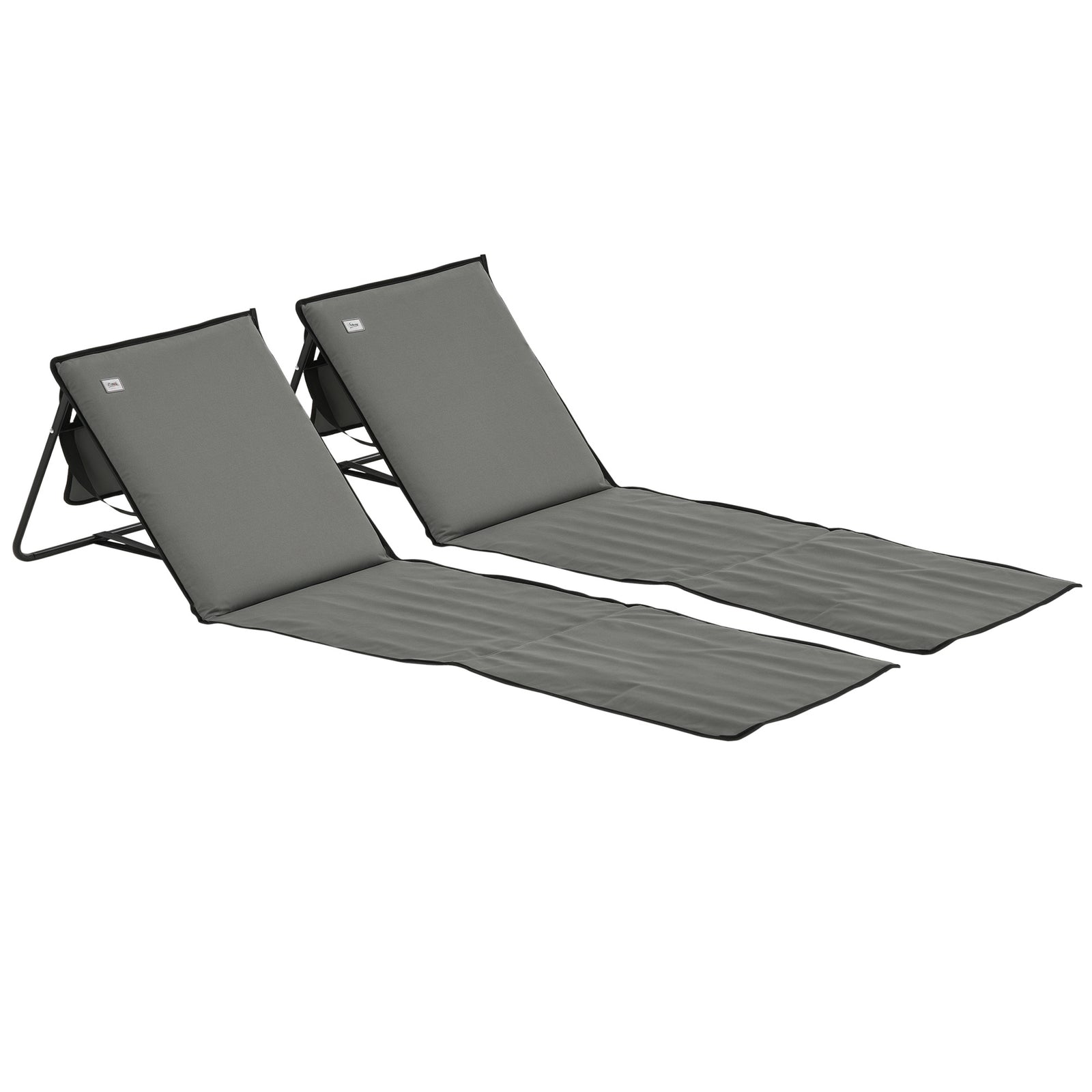 Garden Beach Chair Mat, Sun Lounger Seats With Adjustable | Grey
