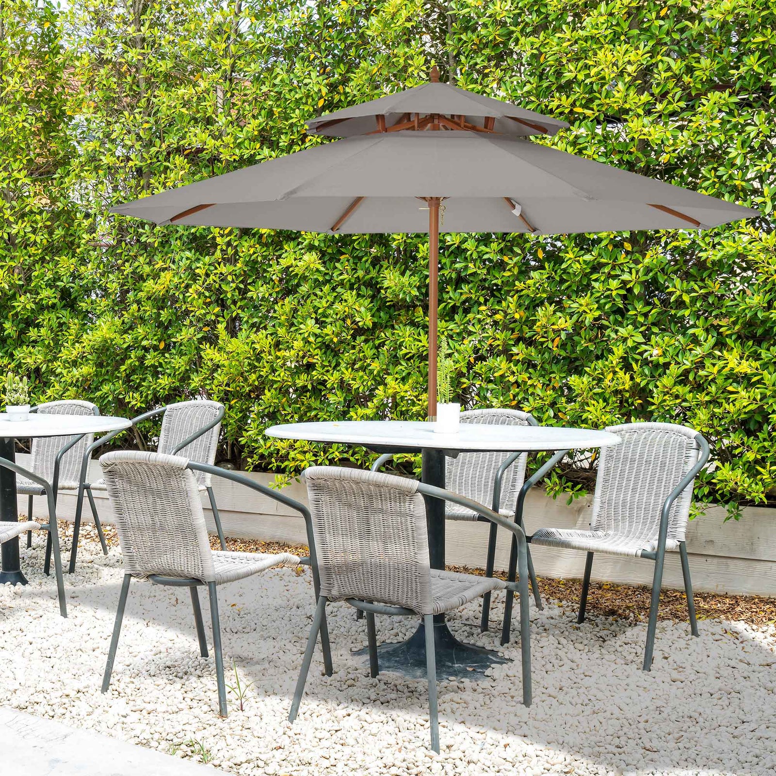 2.7m Double Tier Patio Umbrella Sunshade Parasol | Gray