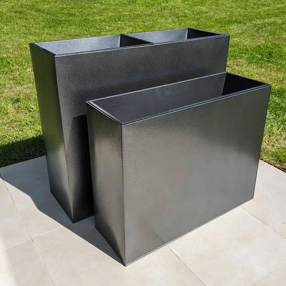 Long Zinc Galvanised Tall Trough Planter | 100cm x 35cm x 80cm | Silver Black