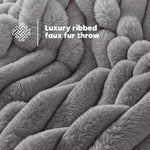 Ribbed Faux Fur Electric Heated Throw 10 Heat Settings