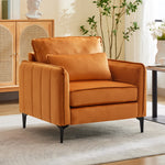 Contemporary Velvet Upholstered Armchair With Supportive Cushions | Orange