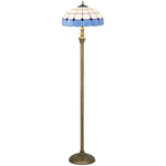 Floor Lamp With Handcrafted Stained Glass Shade, Vintage Standing Lamp | Blue