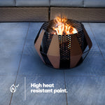 Sunburst Iron Fire Pit With Bbq Grill - Black / Bronze