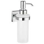 Frosted Glass 200ml Soap Dispenser With Square Wall Mount | Polished Chrome