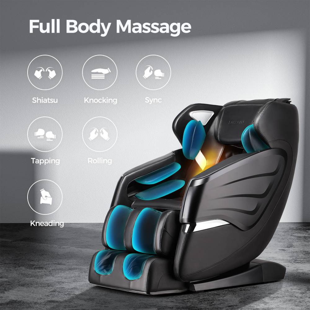 Zero Gravity Back Heated Full Body Massage Chair With Handheld Controller | Black
