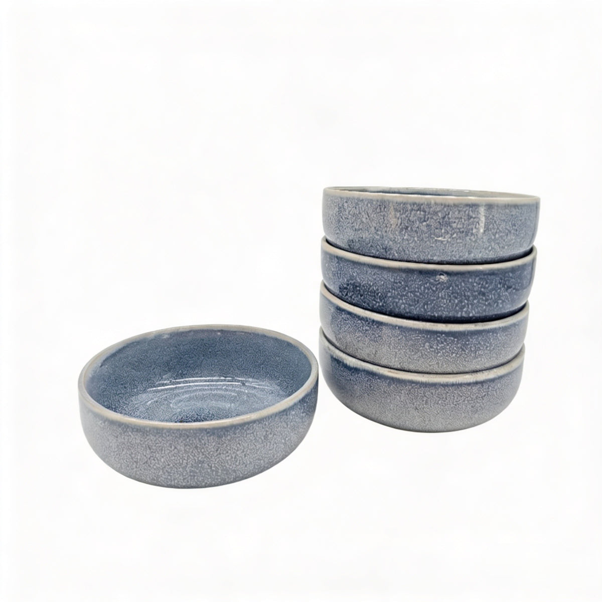 Reactive Ash Blue Glaze Dinnerware Cereal Bowl Set 16cm | Set of 4 | Blue