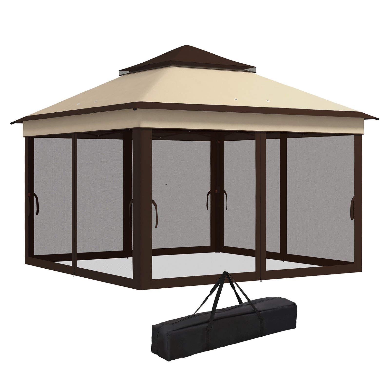 3 X 3(m) Pop Up Gazebo Tent With Netting, Height Adjustable | Beige