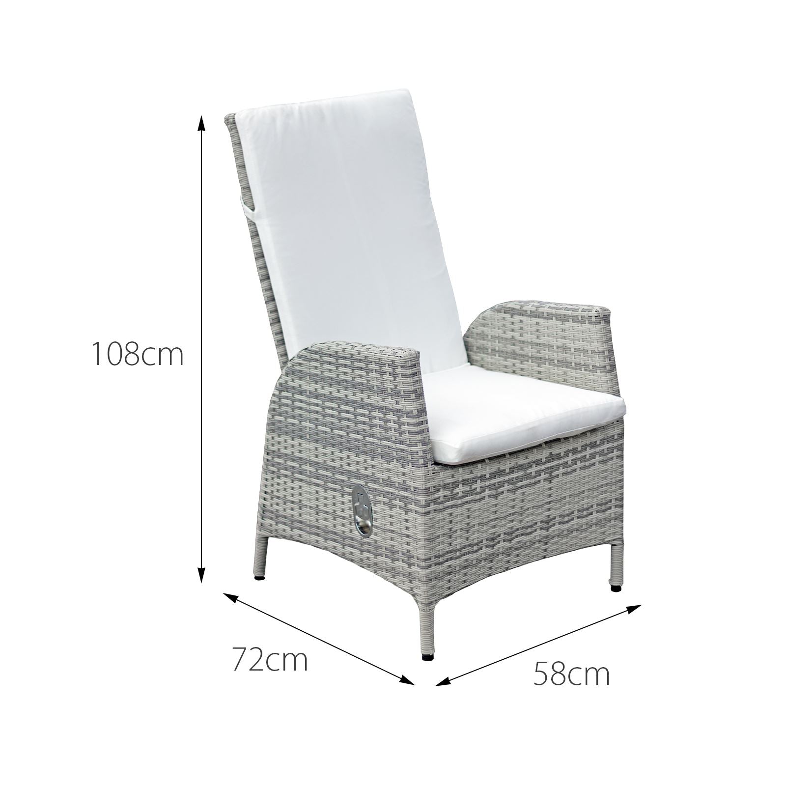 Lisbon Pack Of Rattan Reclining Dining Chairs | Set-of-2 | Mixed Grey