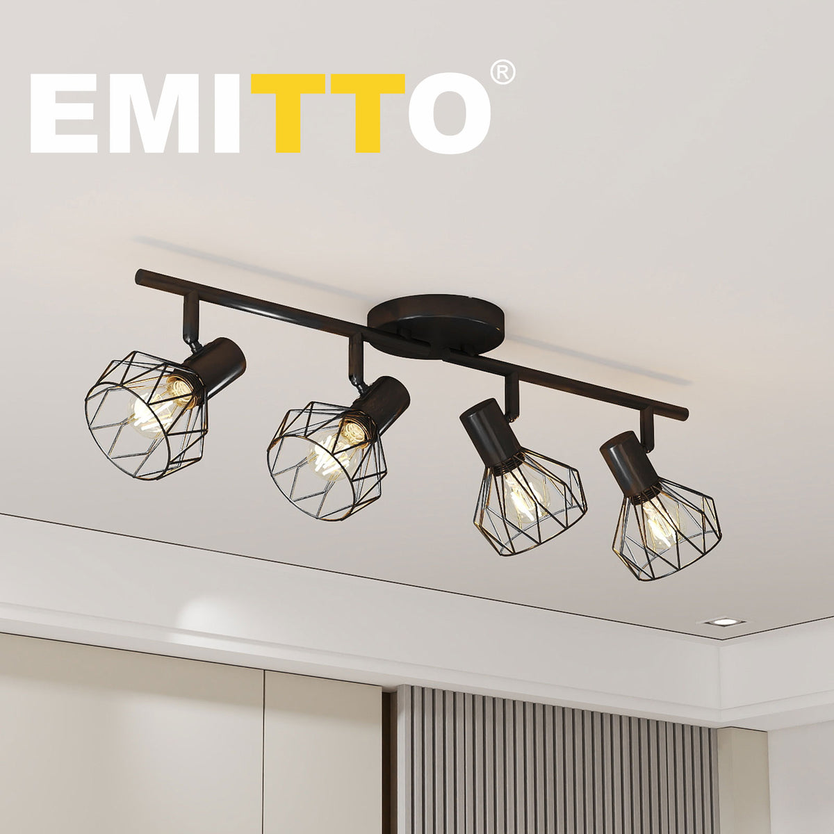 Emitto Led Spot Ceiling Light 4-way Adjustable Vintage Black Metal E14 Fixture