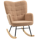 Wingback Rocking Chair For Nursing W/ Steel Frame | One Size | Brown