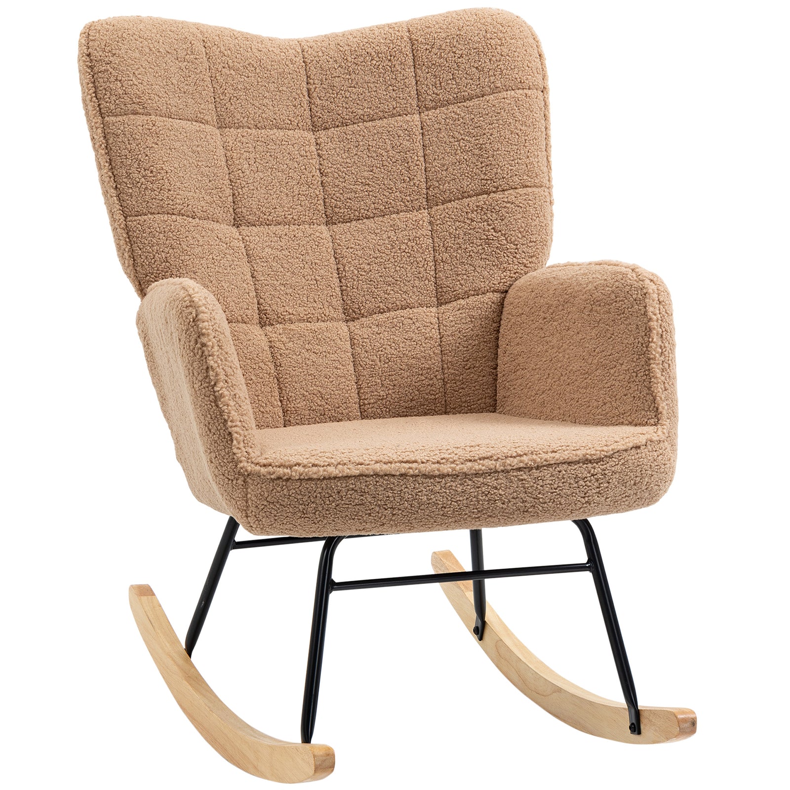 Wingback Rocking Chair For Nursing W/ Steel Frame | One Size | Brown
