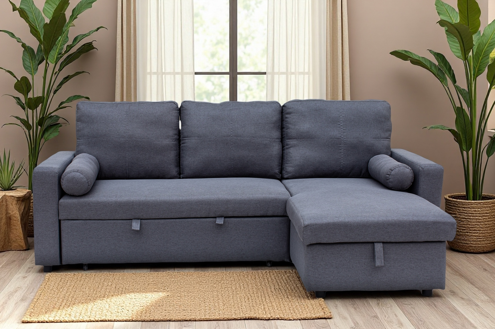 Manhattan 3 Seat Corner Sofa Bed Set - Left Or Right | Grey