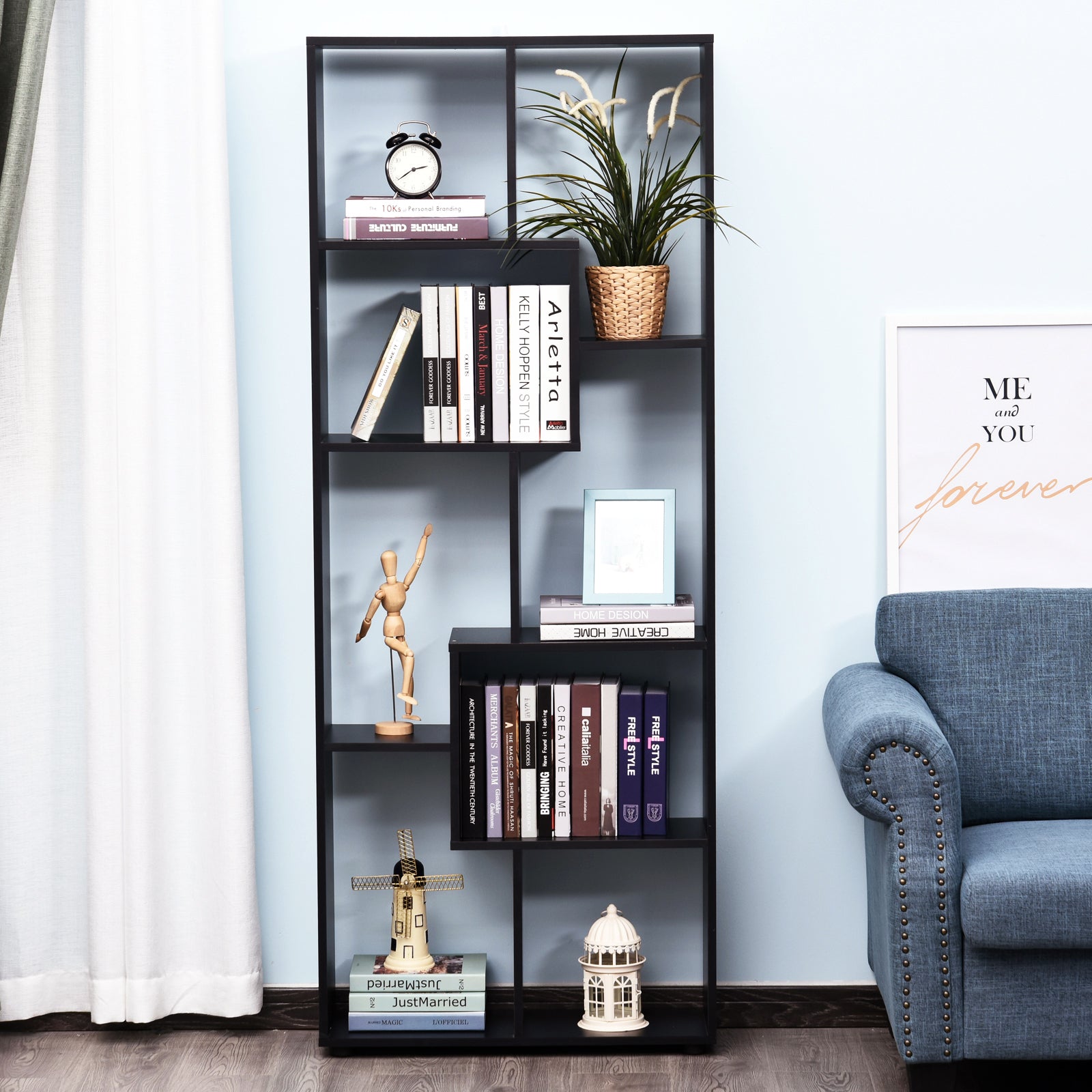 Multipurpose 8 Grid Bookshelf Decorative Shelf | One Size | Black