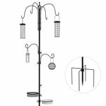 Pawhut Bird Feeding Station Kit Wild Bird Feeder Pole W/ 6 Hooks 4 Prong Bases