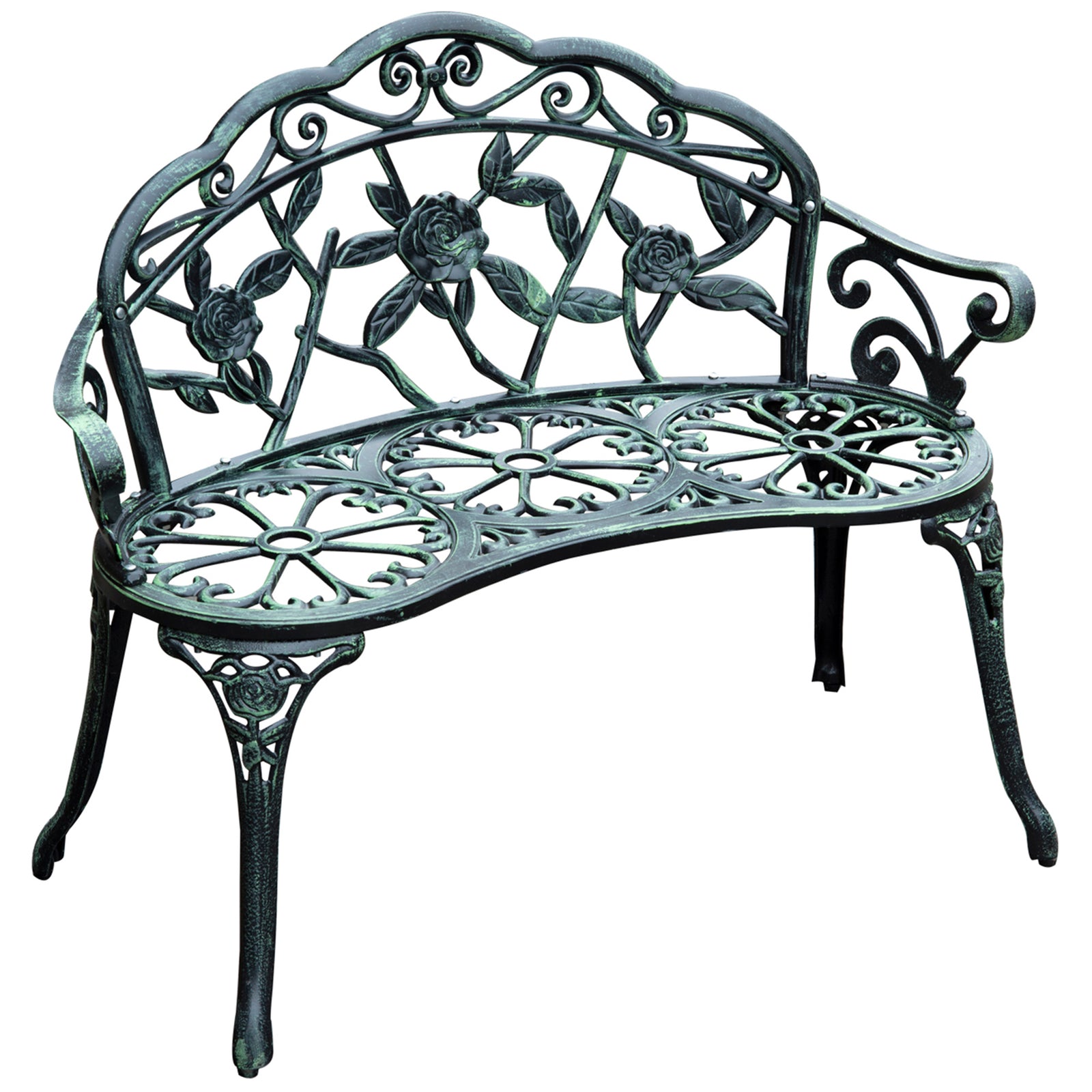 Garden Bench Antique Rose Style Aluminium