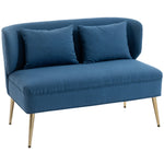 2 Seater Sofa, Small Sofa With Wing Back, Thick Seat | Blue