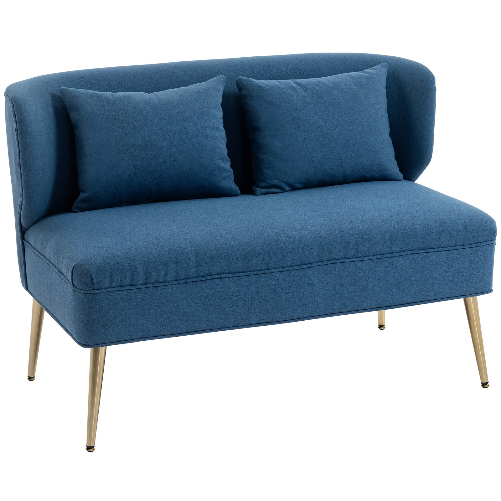 2 Seater Sofa, Small Sofa With Wing Back, Thick Seat | Blue