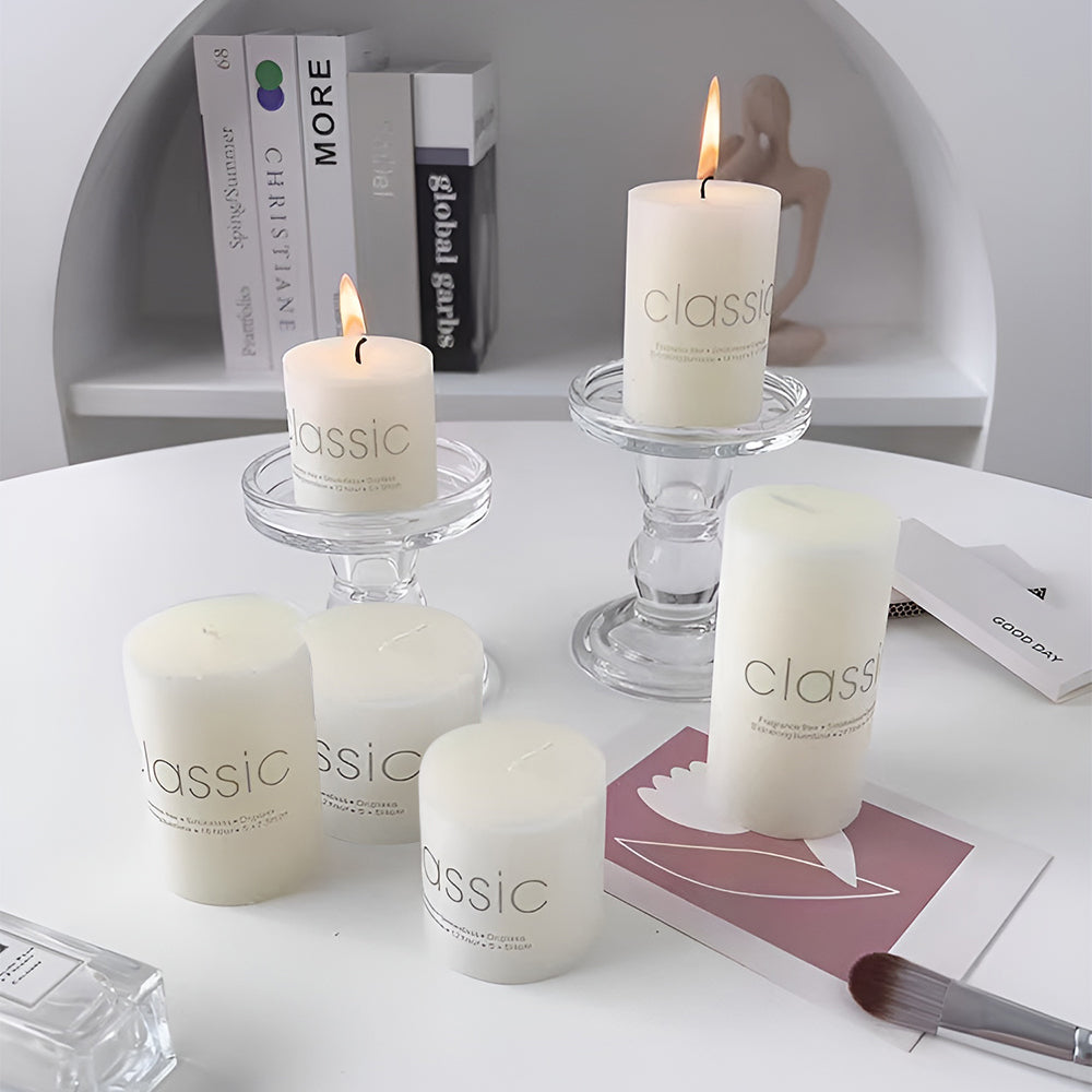 6pcs Unscented Pillar Candles Set