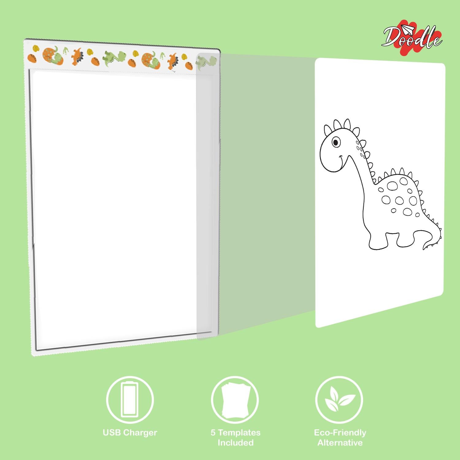 A4 Ultra-thin Portable Led Tracing Pad With Usb Cable, Dinosaur