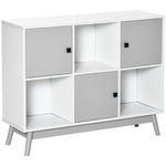 Bookcase Display Cabinet With 6 Storage Cubes Living Room | One Size | Gray