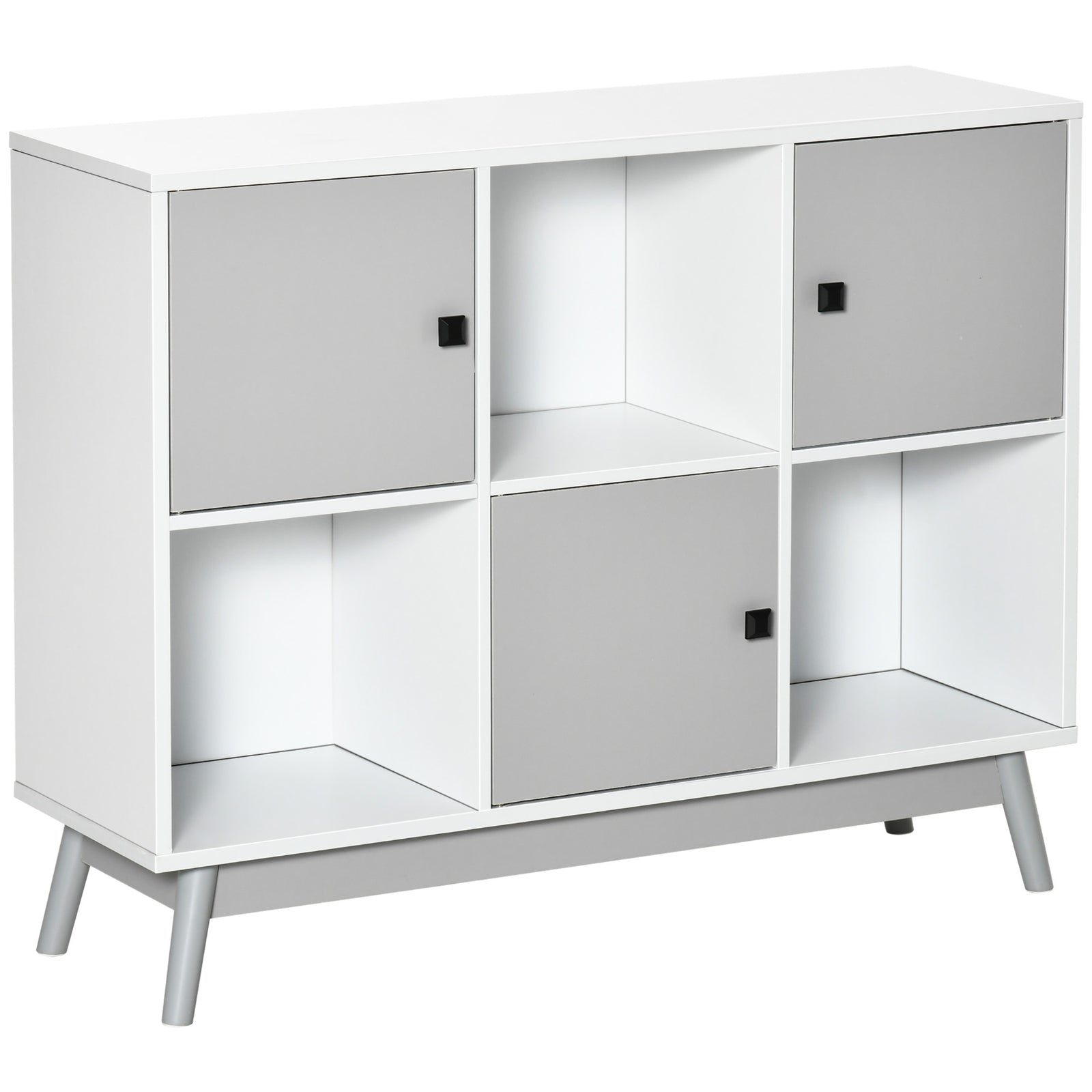 Bookcase Display Cabinet With 6 Storage Cubes Living Room | One Size | Gray