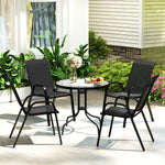 5 Pcs Garden Furniture Set, Round Table And Stackable Chairs | Black