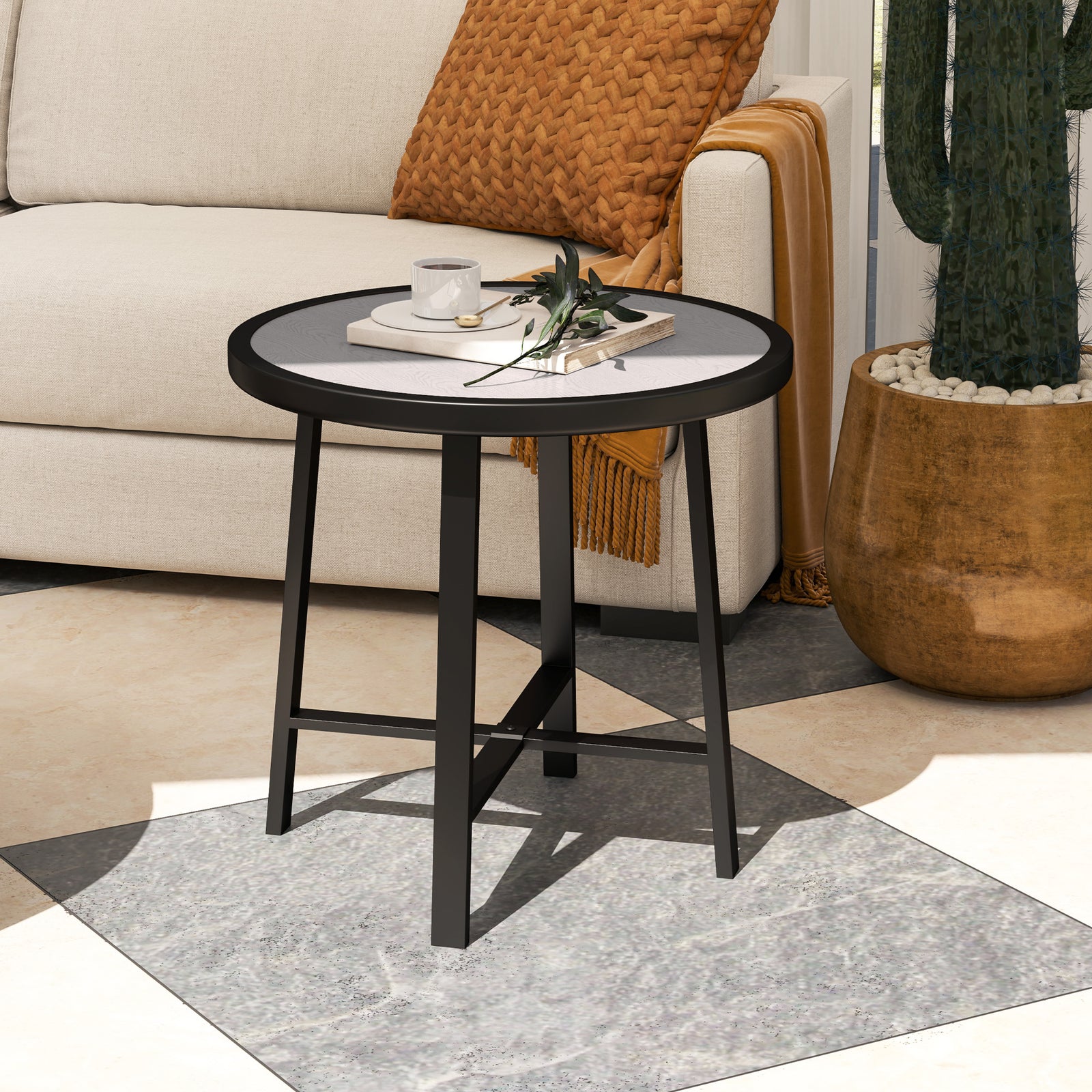 50.5cm Round Garden Table W/ Spc Tabletop | Gray