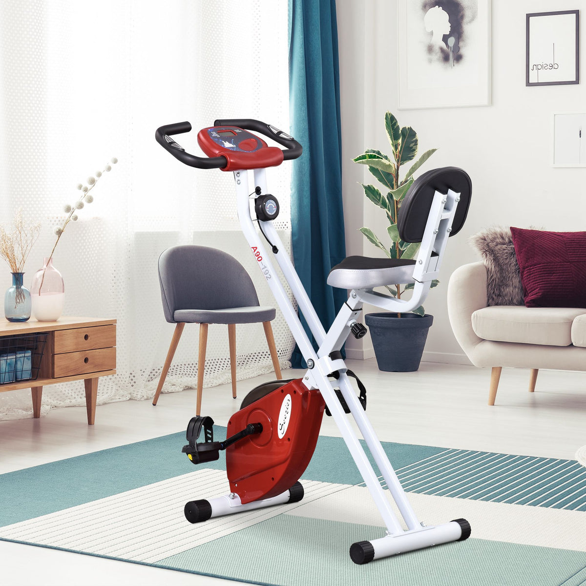 Magnetic Resistance Exercise Bike Foldable | Red