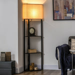 Corner Modern Floor Lamp With Shelves For Living Room | One Size | Black