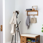 Hallway Wall Mounted Shelf Clothes Rack Hanging Coat Hooks