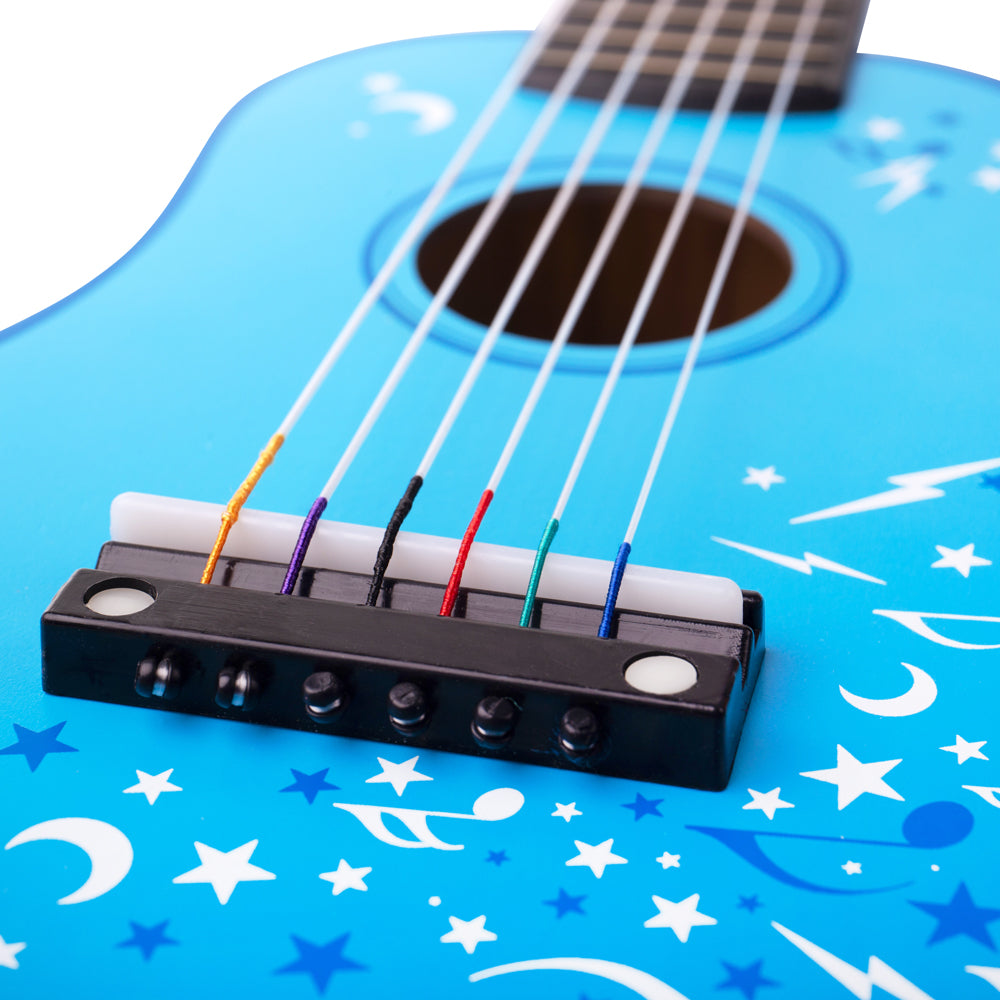 Tidlo Childrens Wooden Acoustic Guitar - Blue/ Stars